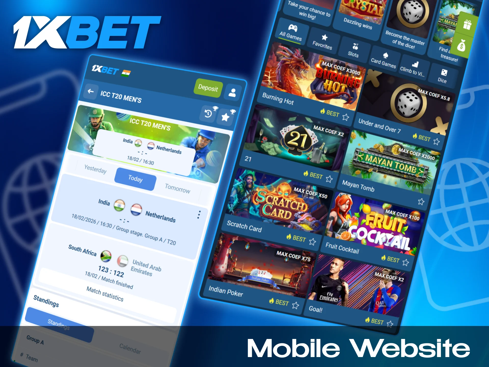 If you don't want to install any apps you can use the mobile version of 1xbet.