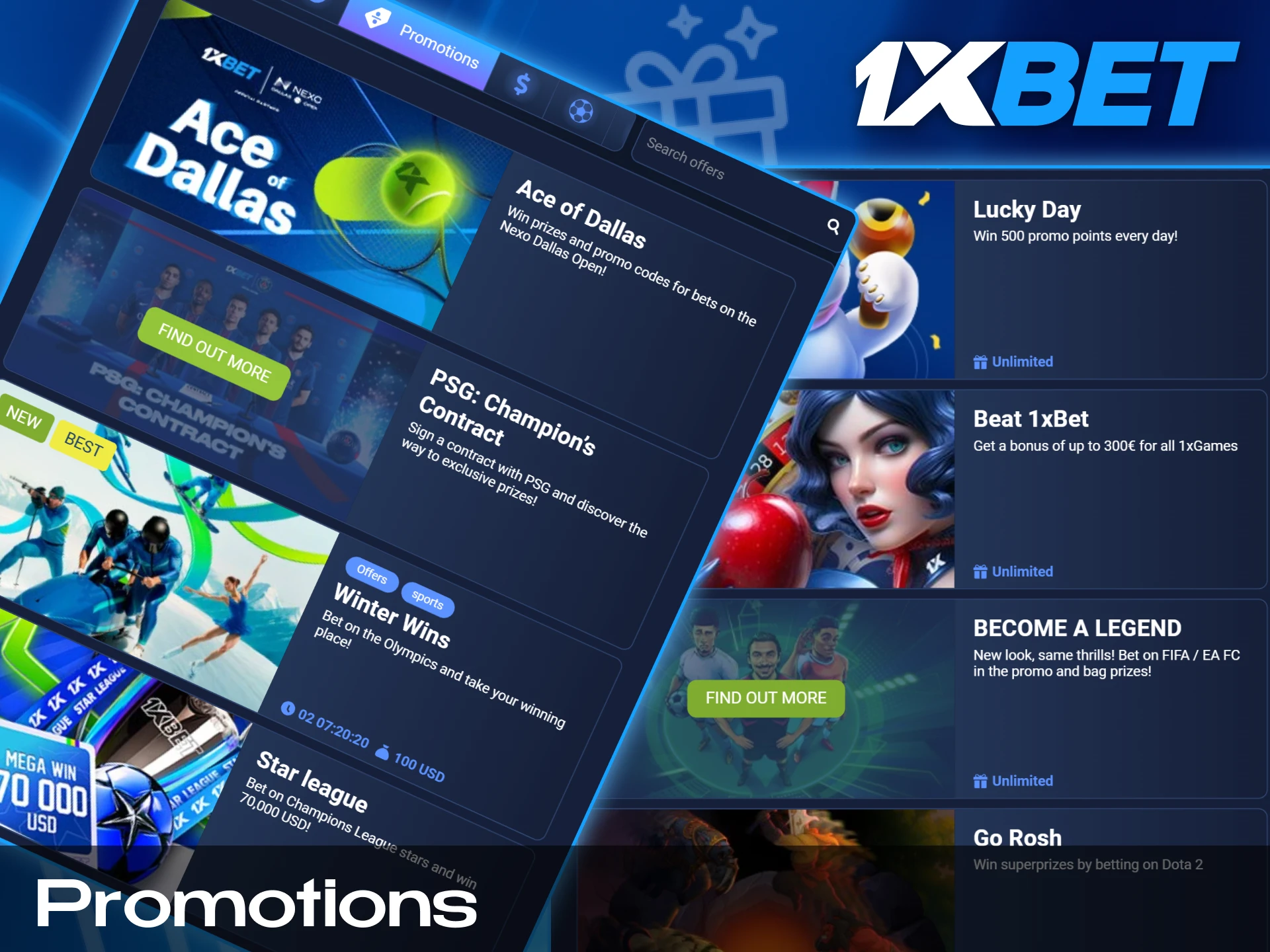 1xbet has a lot of bonuses and offers for both new and regular players.