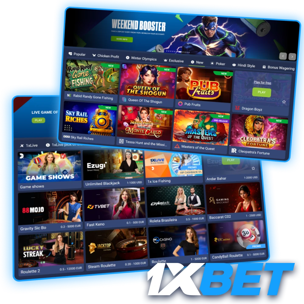 Play casino games online in 1xbet.