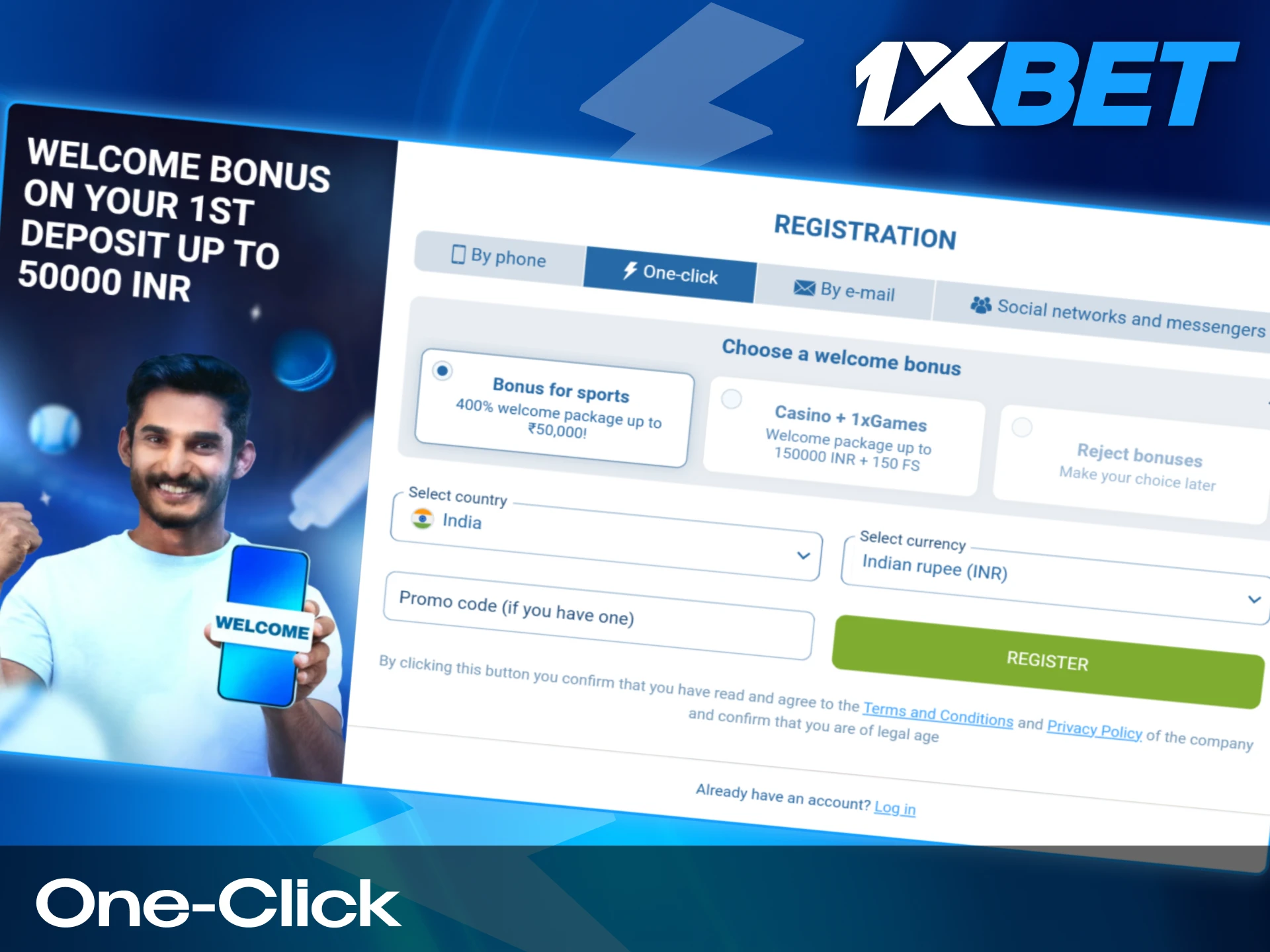 One-click is the easiest and the quickest way to register.