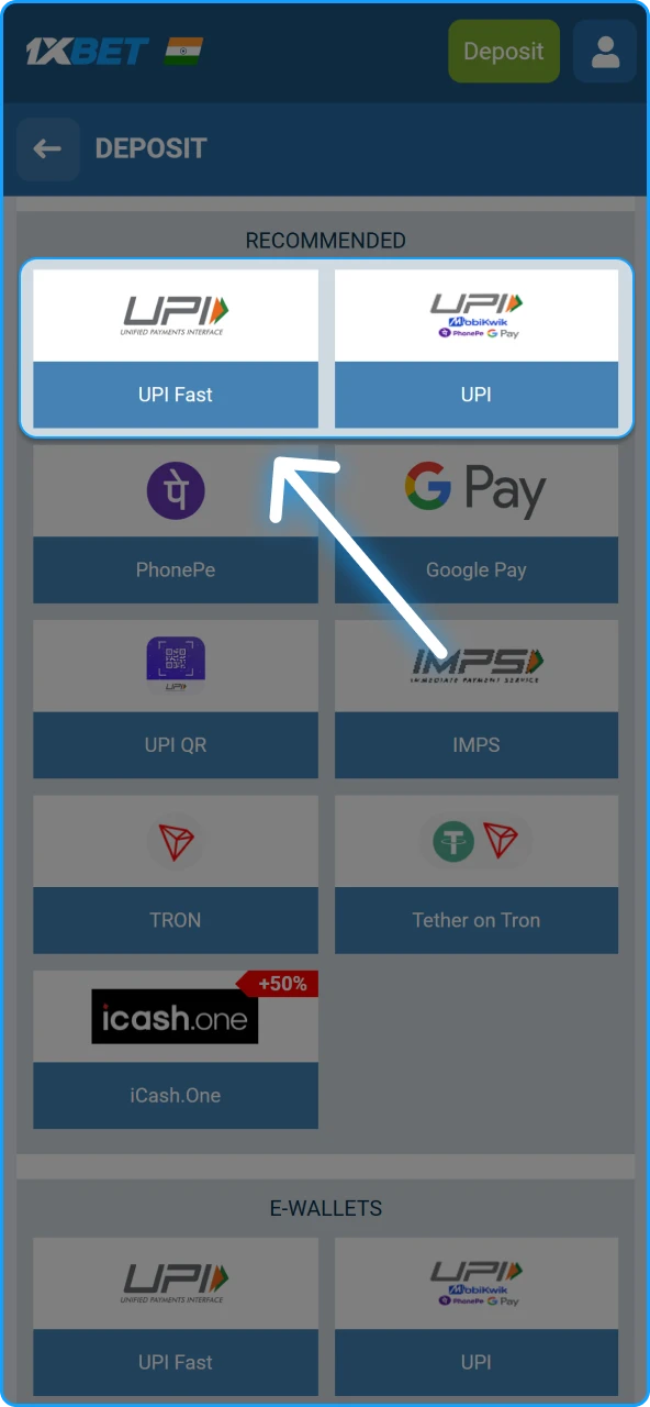 Selecting a preferred Indian payment method such as UPI Netbanking or digital wallets.