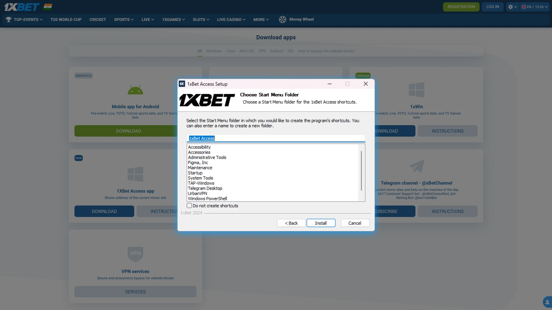 Completing the 1xBet PC setup and launching the application from the desktop icon.