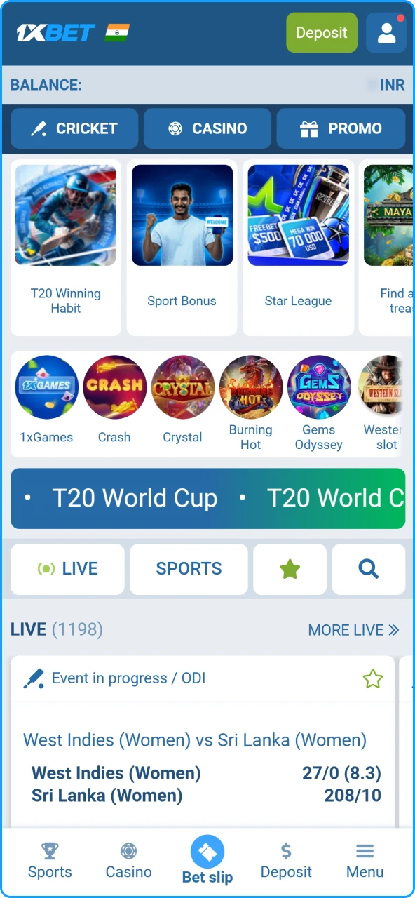 Accessing the official 1xBet India homepage to find the customer assistance section.